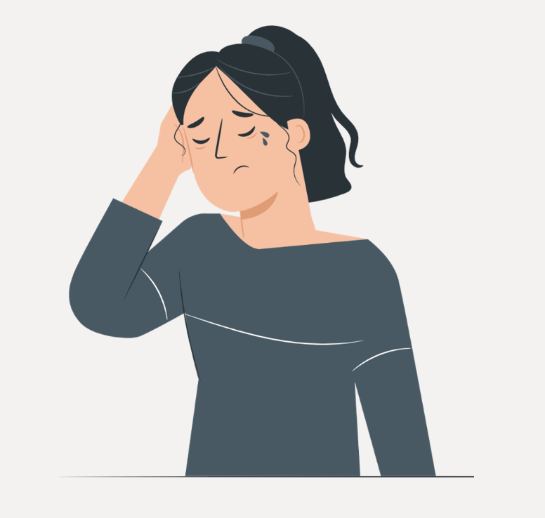 Illustration of a woman looking sad and dejected.