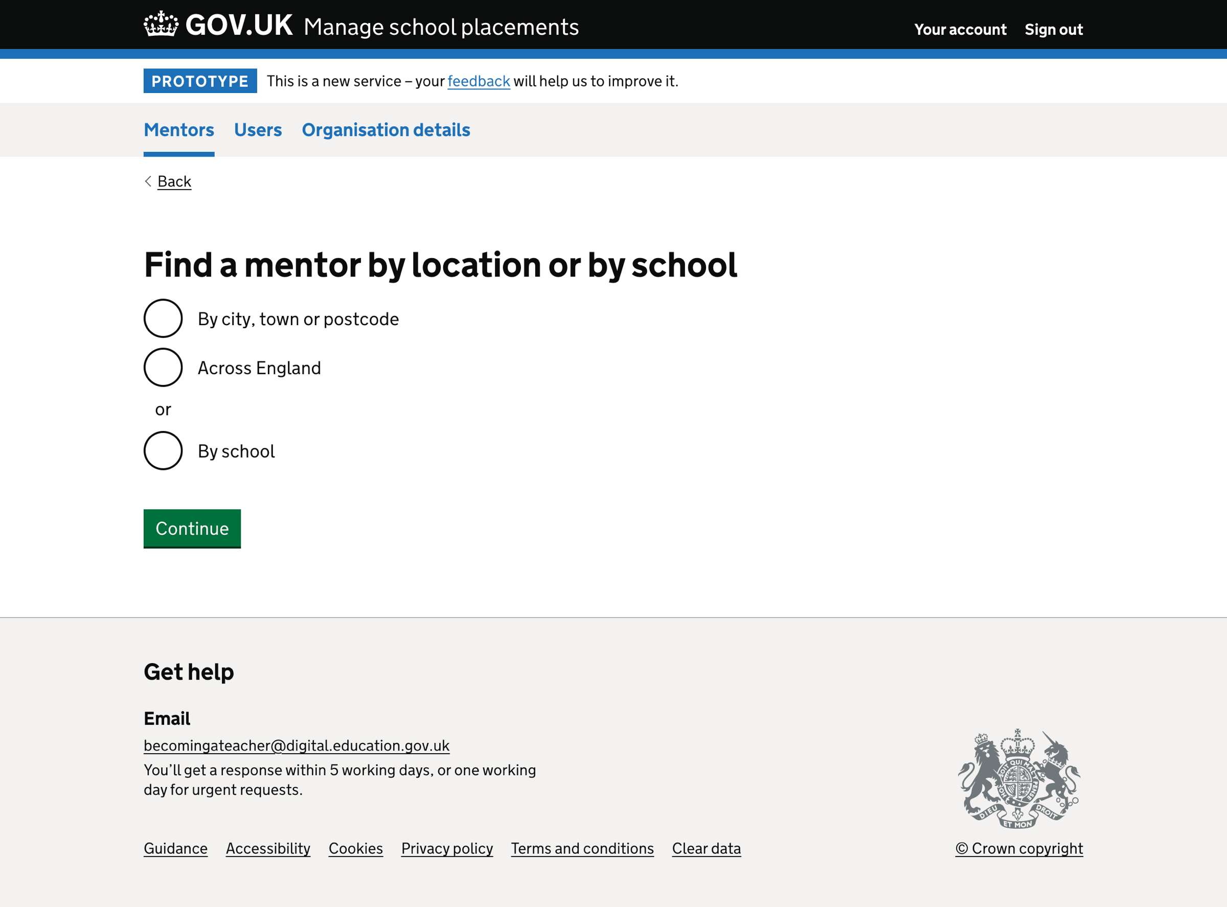 Image showing find a mentor by location or by school page