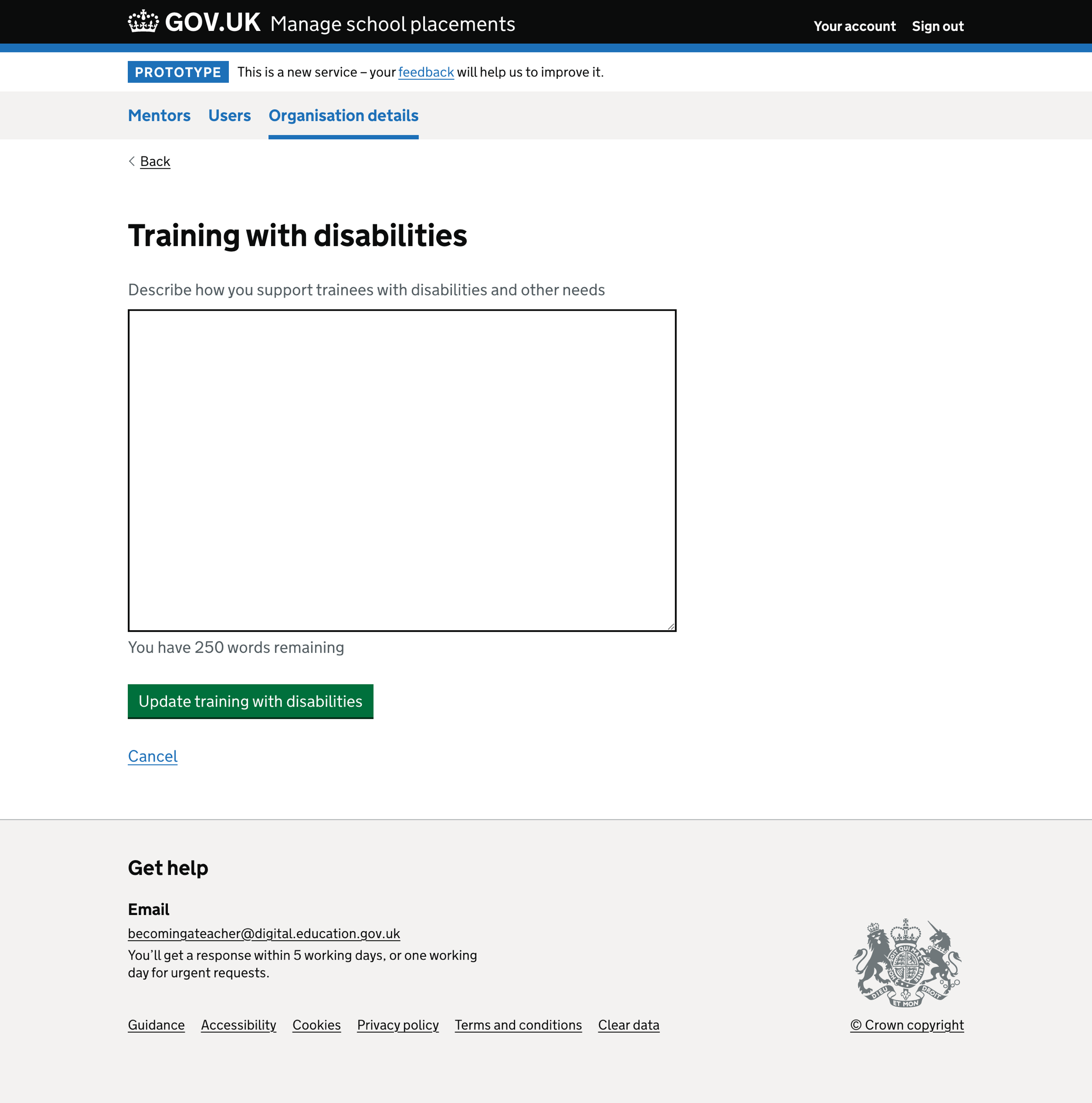 Image showing the organisation training with disabilities question