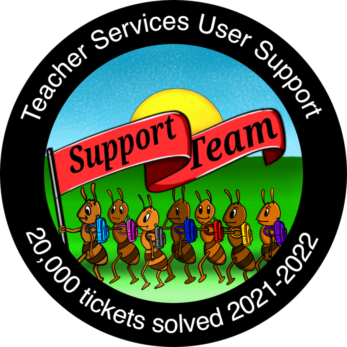 Screenshot of Teacher Services support team 20,000 tickets resolved