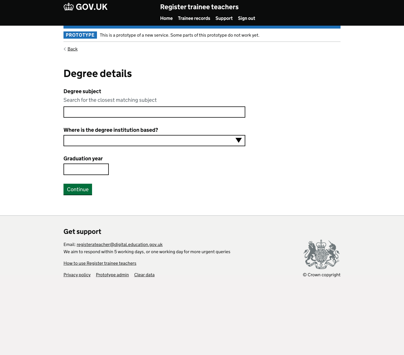 Screenshot of Degree details - Non-UK degree