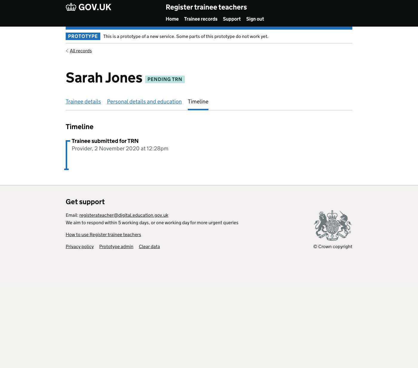 Screenshot of Sarah Jones - Timeline